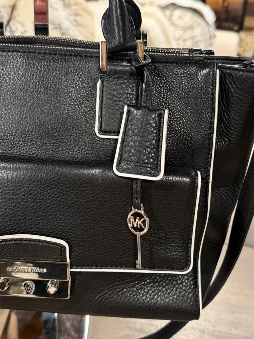 Michael Kors Black Pebble Grain Leather Tote